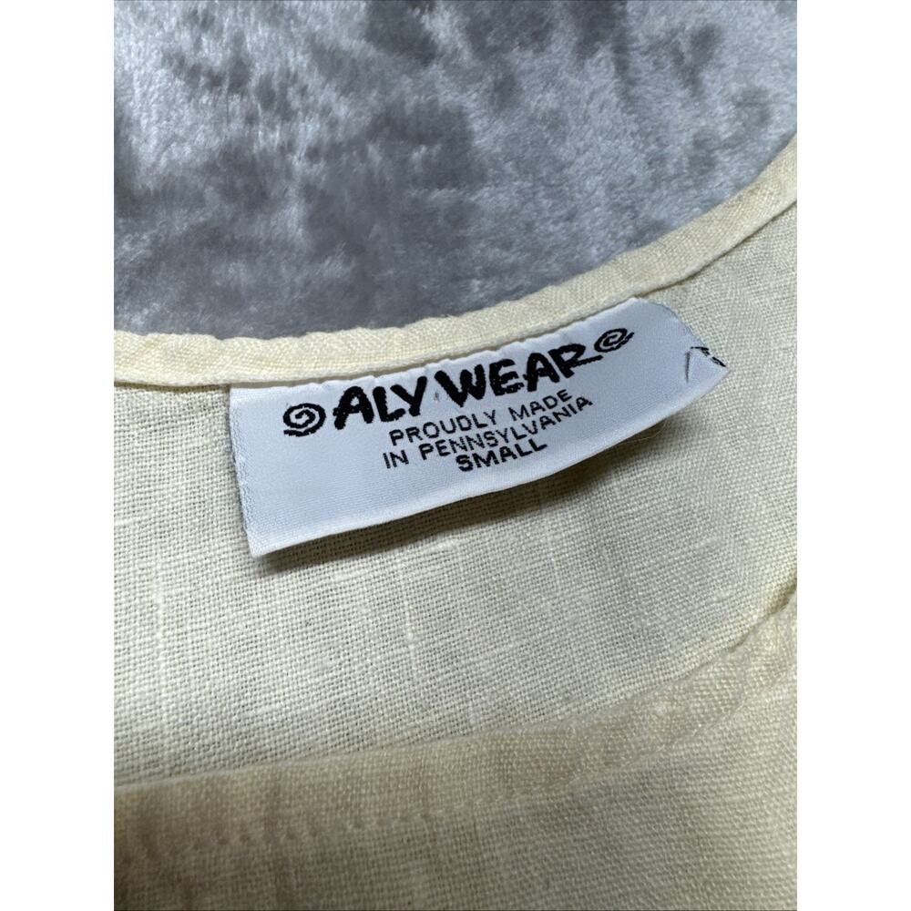 Aly Wear Linen Dress Womens Small Pale Yellow Lagenlook Cottagecore Minimalist - Picture 7 of 11